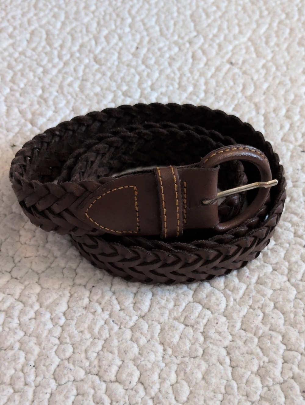 Vintage 80's Genuine Braided Leather Chocolate Brown Western Belt Minimalist